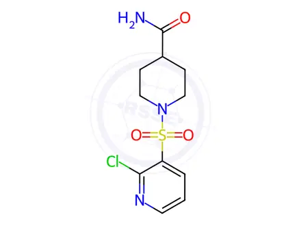 Chemical structure of 1-[(2-chloropyridin-3-yl)sulfonyl]piperidine-4-carboxamide