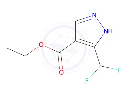 Chemical structure of ethyl 5-(difluoromethyl)-1H-pyrazole-4-carboxylate