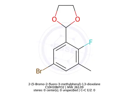 Chemical structure of 2-(5-Bromo-2-fluoro-3-methylphenyl)-1,3-dioxolane
