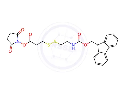 Chemical structure of Fmoc-NH-ethyl-SS-propionic NHS ester