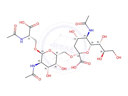Chemical structure of (2R,4S,5R,6R)-5-Acetamido-2-(((2R,3R,4R,5R,6S)-5-acetamido-6-((S)-2-acetamido-2-carboxyethoxy)-3,4-dihydroxytetrahydro-2H-pyran-2-yl)methoxy)-4-hydroxy-6-((1R,2R)-1,2,3-trihydroxyp