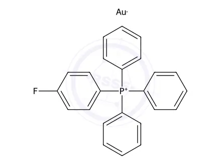 Chemical structure of 4-Fluorophenyl)(triphenylphosphine)gold