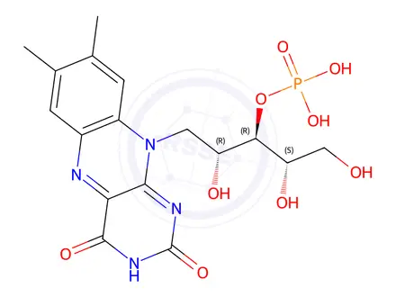 Chemical structure of (2R,3R,4S)-1-(7,8-dimethyl-2,4-dioxo-3,4-dihydrobenzo[g]pteridin-10(2H)-yl)-2,4,5-trihydroxypentan-3-yl dihydrogen phosphate