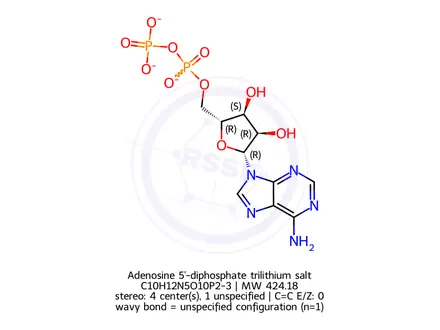 Chemical structure of Adenosine 5'-diphosphate trilithium salt