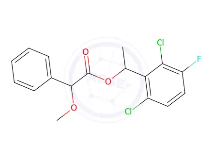 Chemical structure of (S)-1-(2,6-Dichloro-3-fluorophenyl)ethyl 2-methoxy-2-phenylacetate