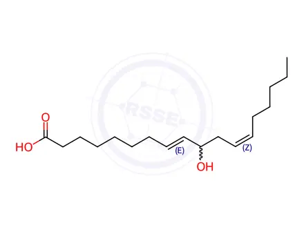 Chemical structure of 8,12-Octadecadienoic acid, 10-hydroxy-, (8E,12Z)-