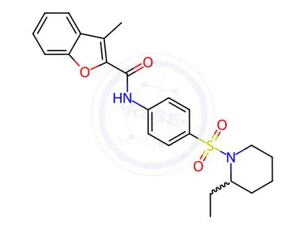 Chemical structure of N-(4-((2-Ethylpiperidin-1-yl)sulfonyl)phenyl)-3-methylbenzofuran-2-carboxamide