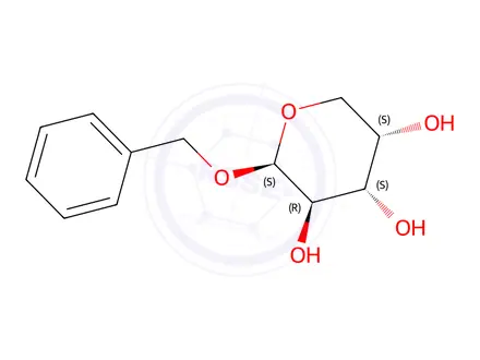 Chemical structure of (2S,3R,4S,5S)-2-(benzyloxy)tetrahydro-2H-pyran-3,4,5-triol