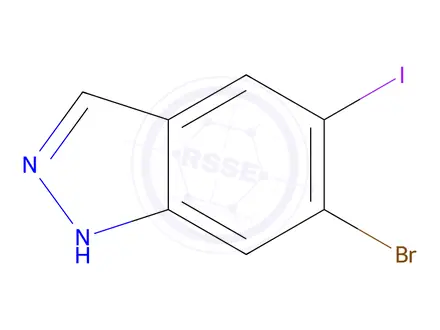 Chemical structure of 6-bromo-5-iodo-1H-indazole