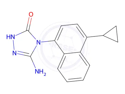 Chemical structure of 5-Amino-4-(4-cyclopropyl-1-naphthalenyl)-2,4-dihydro-3H-1,2,4-Triazol-3-one