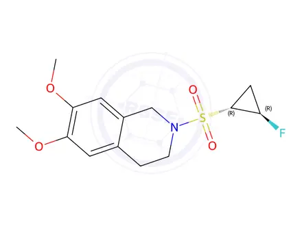 Chemical structure of 2-(((1R,2R)-2-Fluorocyclopropyl)sulfonyl)-6,7-dimethoxy-1,2,3,4-tetrahydroisoquinoline