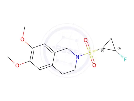 Chemical structure of 2-(((1R,2S)-2-Fluorocyclopropyl)sulfonyl)-6,7-dimethoxy-1,2,3,4-tetrahydroisoquinoline