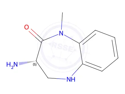 Chemical structure of (S)-3-Amino-1-methyl-4,5-dihydro-1H-benzo[b][1,4]diazepin-2(3H)-one