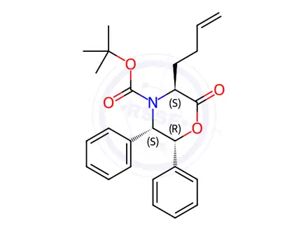 Chemical structure of (3S,5S,6R)-3-(3-Butenyl)-2-oxo-5,6-diphenyl-4-morpholinecarboxylic Acid tert-Butyl Ester