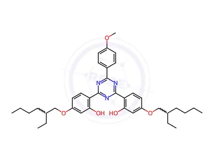 Chemical structure of Bemotrizinol in mixed solvent