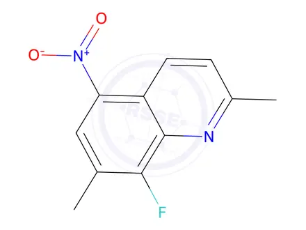 Chemical structure of 8-Fluoro-2,7-dimethyl-5-nitroquinoline