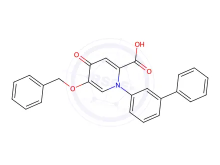 Chemical structure of 1-([1,1'-Biphenyl]-3-yl)-5-(benzyloxy)-4-oxo-1,4-dihydropyridine-2-carboxylic acid