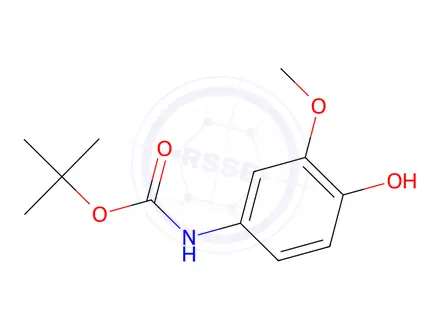 Chemical structure of tert-Butyl (4-hydroxy-3-methoxyphenyl)carbamate