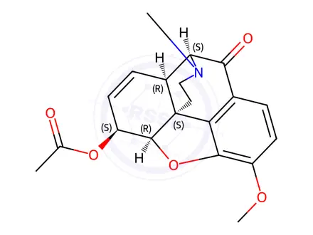 Chemical structure of 10-Oxocodeine 6-Acetate (1.0mg/ml in Acetonitrile)