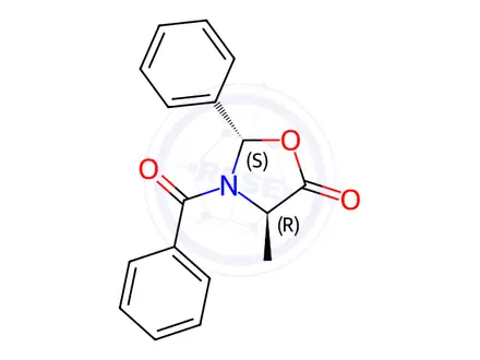 Chemical structure of (2S,4R)-3-Benzoyl-4-methyl-2-phenyl-5-oxazolidinone