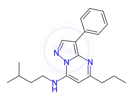 Chemical structure of N-Isopentyl-3-phenyl-5-propylpyrazolo[1,5-a]pyrimidin-7-amine