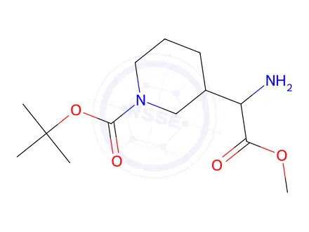 Chemical structure of Tert-butyl 3-(1-amino-2-methoxy-2-oxoethyl)piperidine-1-carboxylate