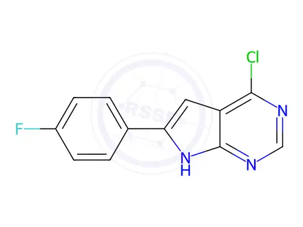 Chemical structure of 4-Chloro-6-(4-fluorophenyl)-7H-pyrrolo[2,3-d]pyrimidine