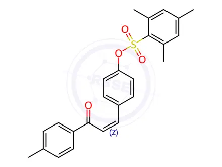 Chemical structure of 4-[(1Z)-3-(4-Methylphenyl)-3-oxoprop-1-en-1-yl]phenyl 2,4,6-trimethylbenzene-1-sulfonate