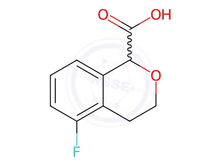 Chemical structure of 5-fluoro-3,4-dihydro-1H-2-benzopyran-1-carboxylic acid