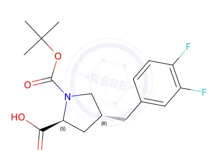Chemical structure of (2S,4R)-1-(tert-Butoxycarbonyl)-4-(3,4-difluorobenzyl)-pyrrolidine-2-carboxylic acid