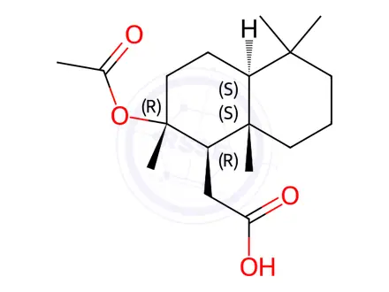 Chemical structure of 8-Acetoxy-13,14,15,16-tetranorlabdane-12-oic acid