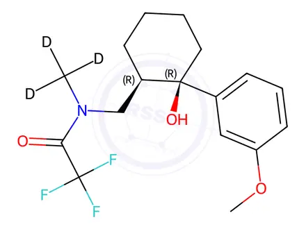 Chemical structure of (+/-)-N-Desmethyl Trifluoroacetotramadol-d3