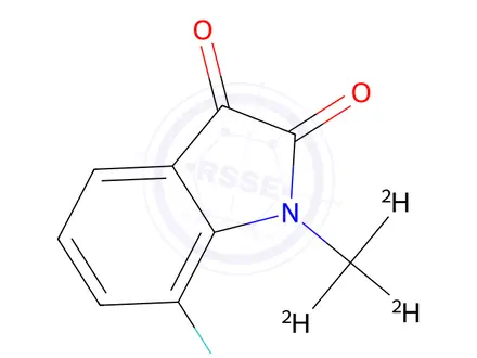 Chemical structure of 7-fluoro-1-(methyl-d3)-2,3-dihydro-1H-indole-2,3-dione