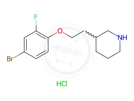 Chemical structure of 3-[2-(4-Bromo-2-fluorophenoxy)ethyl]piperidine hydrochloride