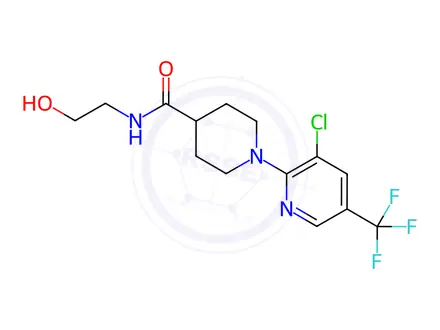 Chemical structure of 1-[3-Chloro-5-(trifluoromethyl)-2-pyridinyl]-N-(2-hydroxyethyl)-4-piperidinecarboxamide