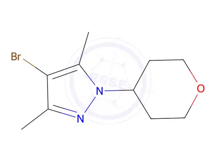 Chemical structure of 4-BROMO-3,5-DIMETHYL-1-(TETRAHYDRO-2H-PYRAN-4-YL)-1H-PYRAZOLE