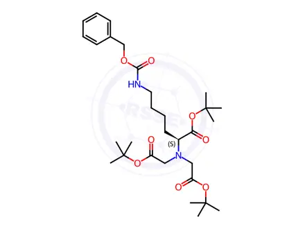 Chemical structure of (5S)-N-Benzyloxycarbonyl-N-(5-Amino-1-carboxypentyl)iminodiacetic Acid, Tri-t-butyl Ester