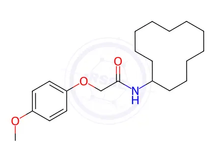 Chemical structure of N-cyclododecyl-2-(4-methoxyphenoxy)acetamide