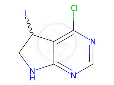 Chemical structure of 4-chloro-5-iodo-6,7-dihydro-5H-pyrrolo[2,3-d]pyrimidine