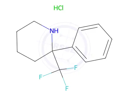 Chemical structure of 2-phenyl-2-(trifluoromethyl)piperidine hydrochloride