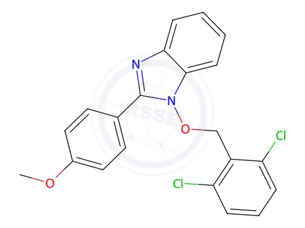 Chemical structure of 1-[(2,6-Dichlorophenyl)methoxy]-2-(4-methoxyphenyl)-1H-1,3-benzodiazole