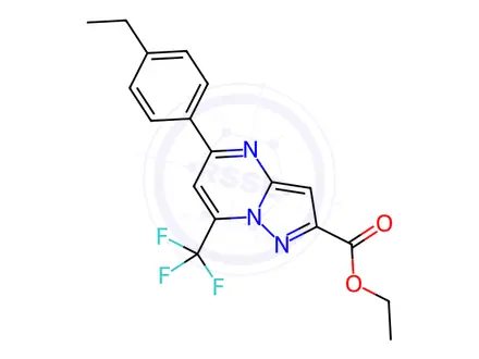 Chemical structure of Ethyl 5-(4-ethylphenyl)-7-(trifluoromethyl)pyrazolo[1,5-a]pyrimidine-2-carboxylate