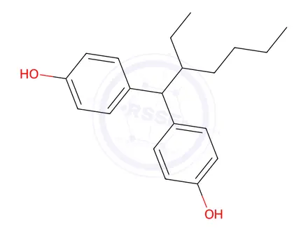 Chemical structure of 4,4'-(2-Ethylhexane-1,1-diyl)diphenol