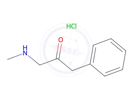 Chemical structure of 1-(Methylamino)-3-phenylacetone hydrochloride