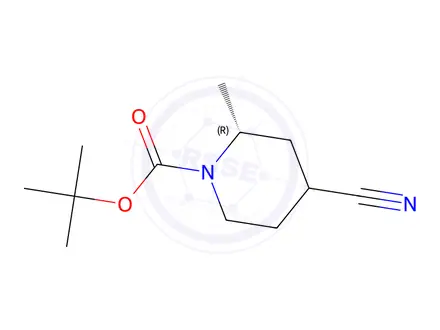 Chemical structure of Tert-butyl (2R)-4-cyano-2-methylpiperidine-1-carboxylate