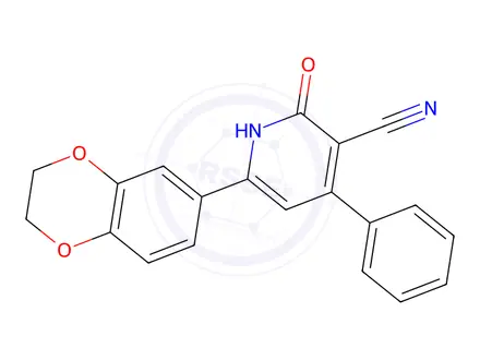 Chemical structure of 6-(2,3-Dihydrobenzo[b][1,4]dioxin-6-yl)-2-oxo-4-phenyl-1,2-dihydropyridine-3-carbonitrile