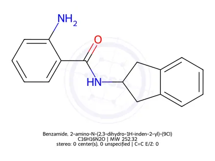 Chemical structure of Benzamide, 2-amino-N-(2,3-dihydro-1H-inden-2-yl)-(9CI)