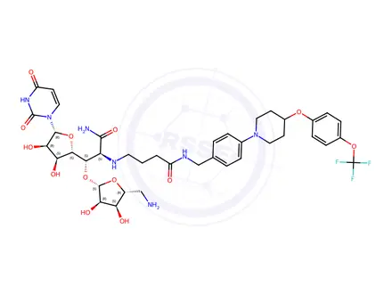 Chemical structure of 4-(((2S,3S)-1-Amino-3-(((2S,3R,4S,5R)-5-(aminomethyl)-3,4-dihydroxytetrahydrofuran-2-yl)oxy)-3-((2S,3S,4R,5R)-5-(2,4-dioxo-3,4-dihydropyrimidin-1(2H)-yl)-3,4-dihydroxytetrahydrofur