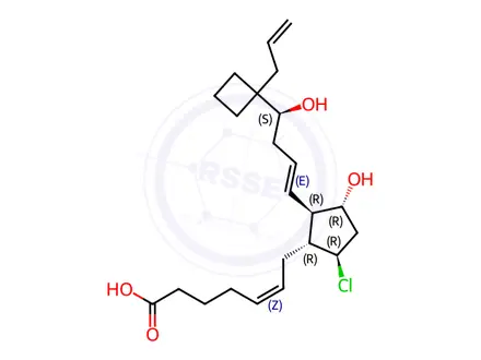 Chemical structure of (Z)-7-[(1R,2R,3R,5R)-5-chloro-3-hydroxy-2-[(E,4S)-4-hydroxy-4-(1-prop-2-enylcyclobutyl)but-1-enyl]cyclopentyl]hept-5-enoic acid