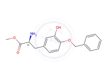 Chemical structure of (S)-methyl 2-amino-3-(4-(benzyloxy)-3-hydroxyphenyl)propanoate
